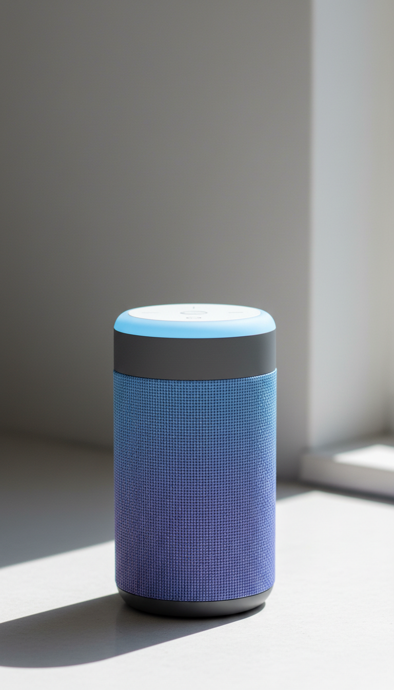 Smart Speaker with Soft Blue Accent